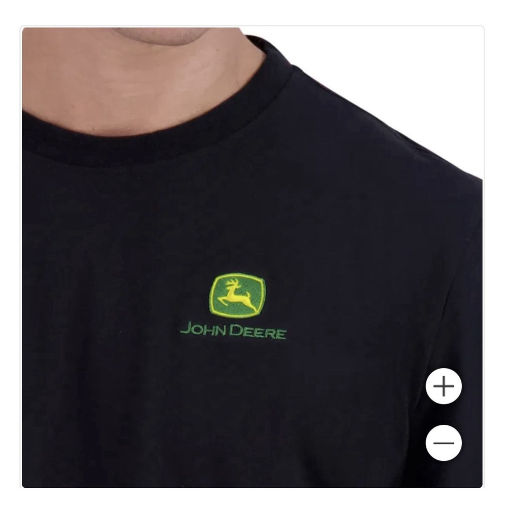 Mens John‎ Deere Short Sleeve T Shirt Black Classic Logo Farm Work Size XL